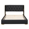 Full Size Upholstered Platform Bed with Metal Strips, Black - 3 of 4