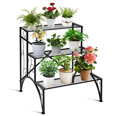 Costway Plant Rack 3-Tier Metal Plant Stand Garden Shelf Stair Style Decorative