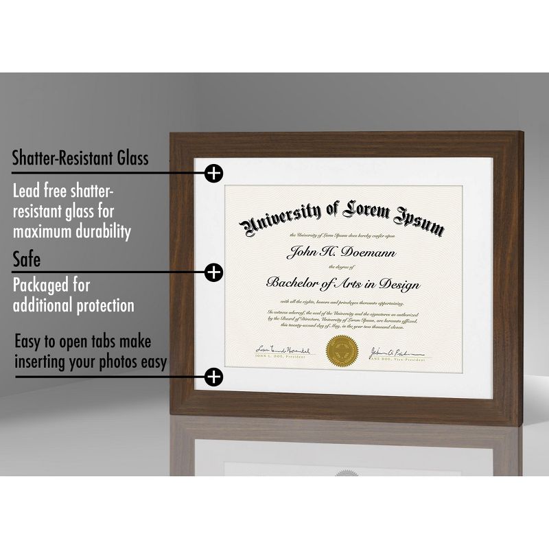 Americanflat Diploma Frame with tempered shatter-resistant glass - Available in a variety of sizes, 3 of 4