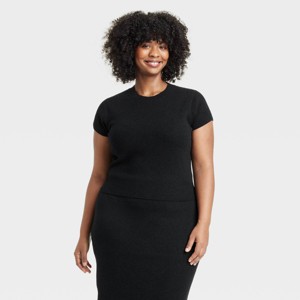 Women's Boucle Short Sleeve Crewneck Pullover Sweater - A New Day™ - 1 of 3