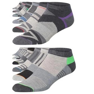 JAMES FIALLO Men's 12 Pack Elegant Grayscale with Striking Dark Stripes and Vibrant Accents Sport Socks Low Cut - 1 of 4