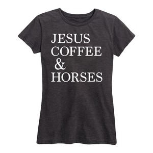 Women's - Country Casuals - Jesus Coffee And Horses Short Sleeve Graphic T-Shirt - 1 of 4