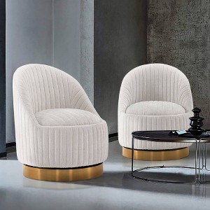Set of 2 Leela Modern Swivel Boucle Upholstered Accent Chairs - Manhattan Comfort - 1 of 4