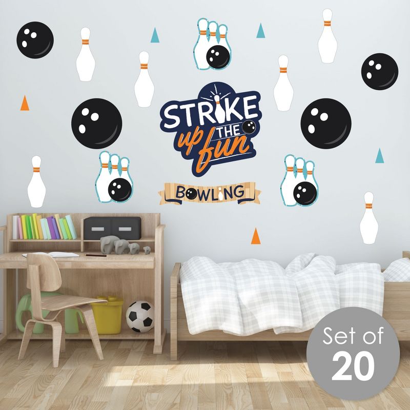 Big Dot of Happiness Strike Up the Fun - Bowling - Peel and Stick Sports Decor Vinyl Wall Art Stickers - Wall Decals - Set of 20, 2 of 9