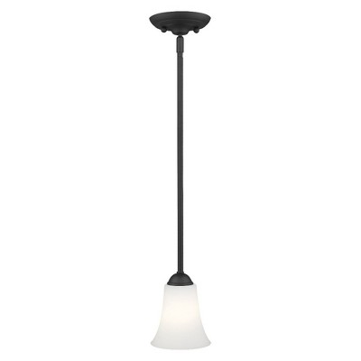 Ridgedale Black Mini Pendant with Hand-Blown Satin Opal Glass