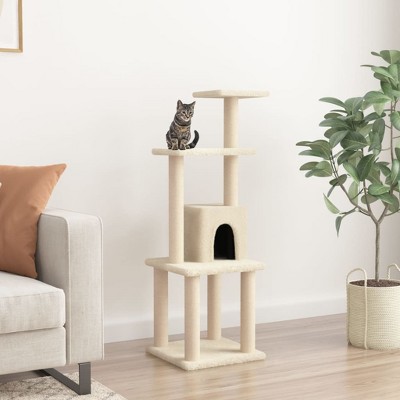 vidaXL Cat Tree Cream Engineered wood, plush, sisal Medium Durable