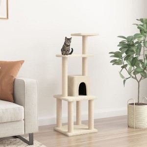vidaXL Cat Tree Cream Engineered wood, plush, sisal Medium Durable - 1 of 4
