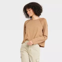Women's Long Sleeve Sensory Friendly T-Shirt - Universal Thread™ Brown XXL