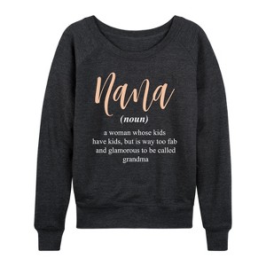 Women's - Instant Message - Definition Nana Lightweight French Terry Wide Neck Long Sleeve Graphic Shirt - 1 of 4