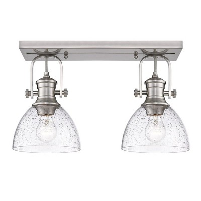 Transitional Hines 18" Chrome Semi-Flush Light with Opal Glass