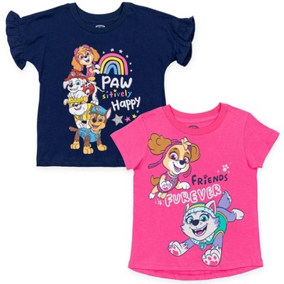 Nickelodeon Paw Patrol Chase Rubble Skye Everest Marshall 2 Pack Graphic T-Shirts Navy Blue / Pink 
