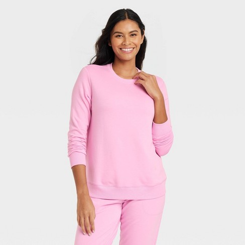 Women's Beautifully Soft Fleece Lounge Sweatshirt - Stars Above™ Pink L :  Target