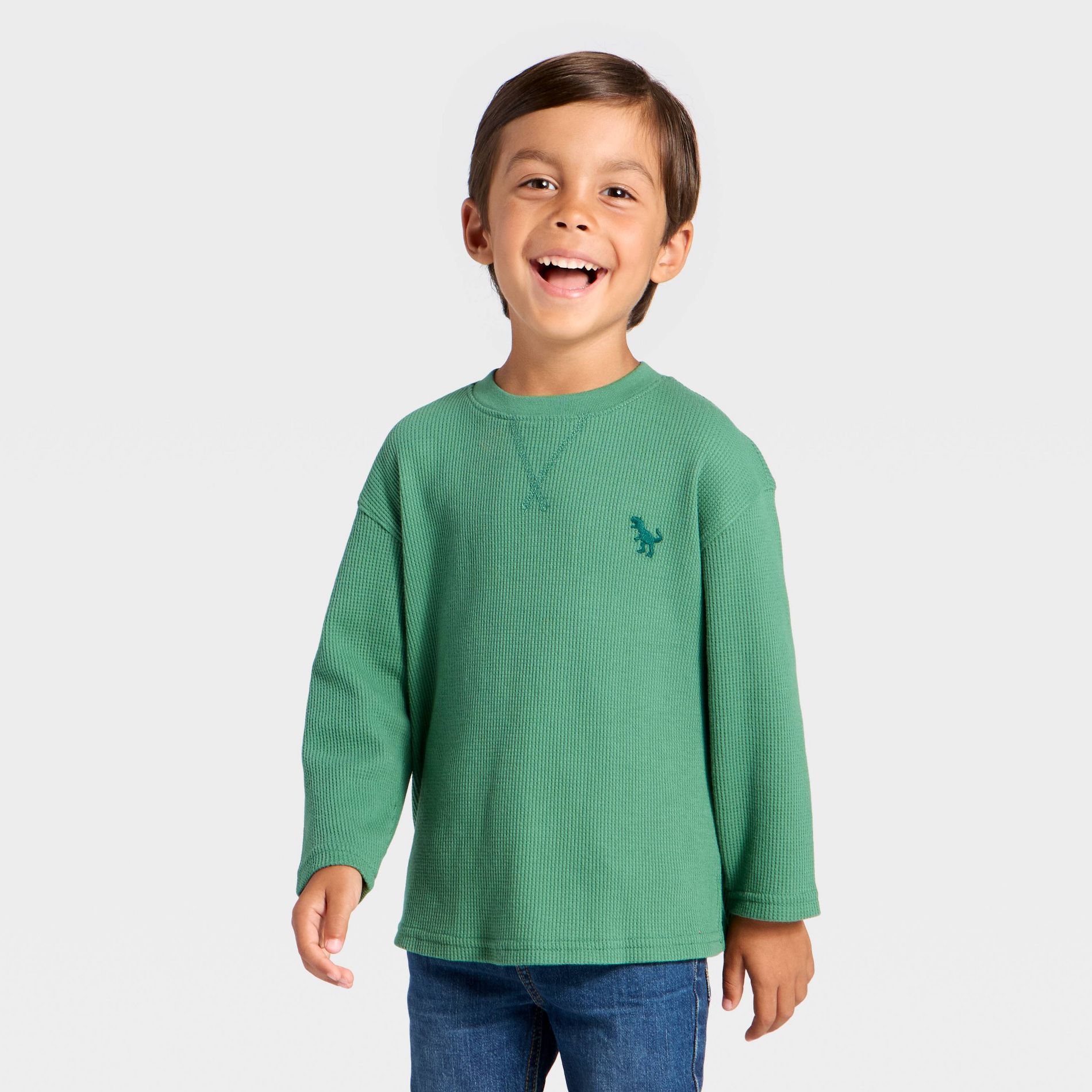 Toddler Boys' Long Sleeve Thermal Shirt - Cat & Jack™ Green 4T