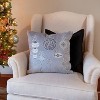 16.5"x16.5" Indoor Christmas 'Velvet Ornaments' Gray Square Throw Pillow - Pillow Perfect: Lux Embroidered Decor for Couch - 4 of 4