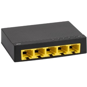 Monoprice 5-Port 10/100/1000Mbps Gigabit Ethernet Unmanaged Desktop Switch, IEEE 802.3ab, Cat5e, Plug and Play, Fanless Design, for Gaming and - 1 of 4
