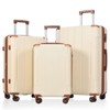 MOEPISY Luggage Sets 3 Piece, Expandable Hard shell ABS Suitcases with Double Spinner, Travel luggage Set with TSA Lock White Brown - 4 of 4