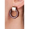 Slickblue Gold & Brown Heptahedron Dangle Earrings, 1" Polished Shape, Trendy Boho Jewelry, Stud Closure - 2 of 2