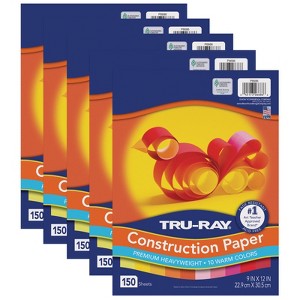 Tru-Ray Construction Paper, Warm Assorted, 9" x 12", 150 Sheets Per Pack, 5 Packs - 1 of 1