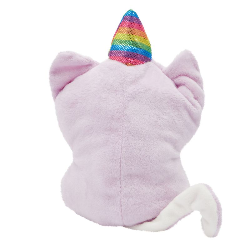 Small Reversible Caticorn Plush Toy, Lavender and White Caticorn Plushie with Rainbow Horn (6 x 12 In), 5 of 8