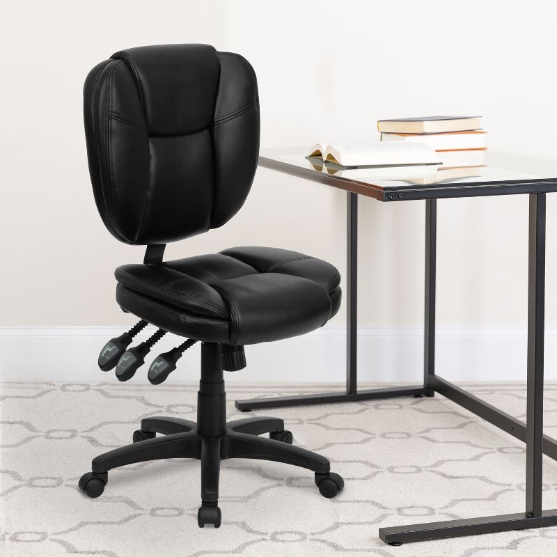 Emma and Oliver Mid-Back Multifunction Pillow Top Swivel Ergonomic Task Office Chair, 2 of 11