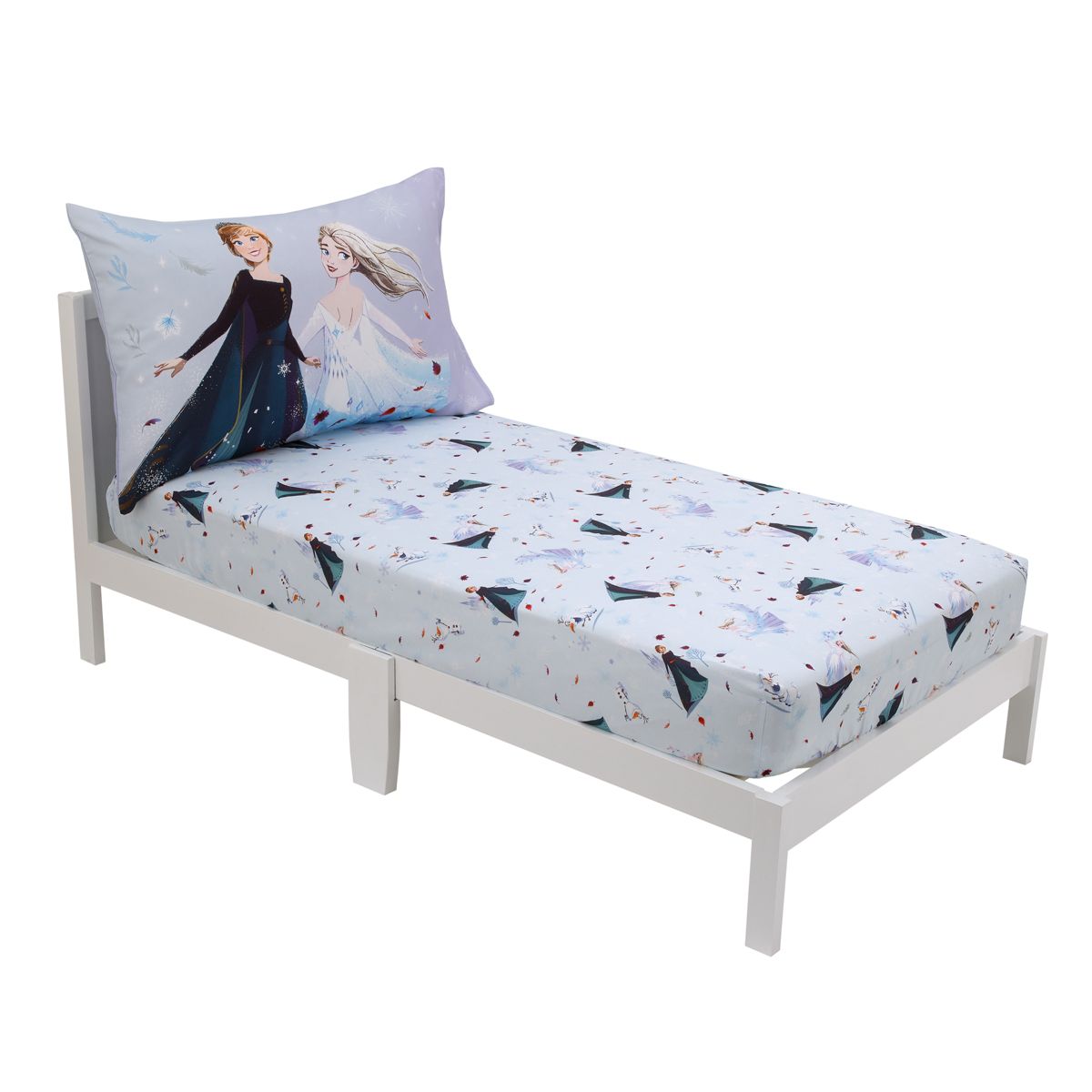 NoJo Disney Frozen Winter Cheer Lavender, Aqua and White Anna, Elsa and Olaf 2 Piece Toddler Sheet Set - Fitted Bottom Sheet and Reversible Pillowcase - thumbnail 8