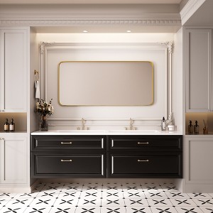 Rectangular Framed Tempered Glass Wall-Mounted Bathroom Vanity Mirror - 1 of 4