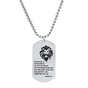Steeltime 24" stainless steel "Be strong...." dog tag pendant - 1 of 4