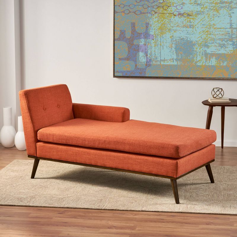 Stormi Mid-Century Modern Fabric Chaise Lounge - Christopher Knight Home, 3 of 7