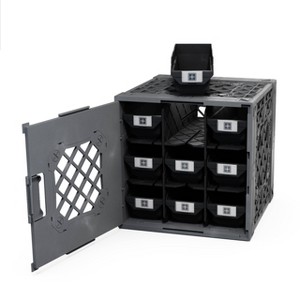 UbeCube Grabinet Kit 3"x3" Crate Black/Gray Bin: Stackable Polypropylene Decorative Box, Industrial Style, 13.5" Square - 1 of 4