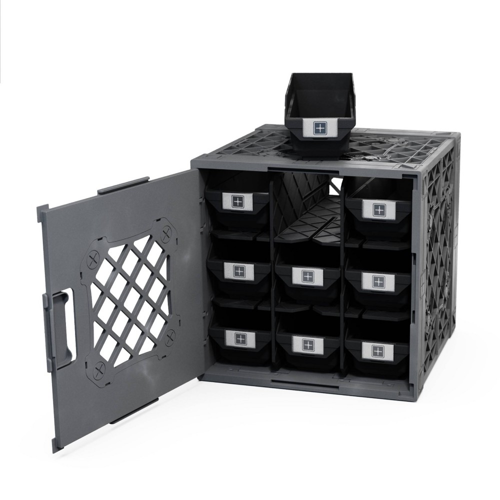 Photos - Clothes Drawer Organiser UbeCube Grabinet Kit 3"x3" Crate Black/Gray Bin: Stackable Polypropylene Decorative Box, Industrial Style, 13.5" Square