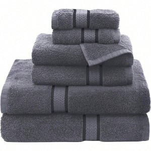 Ultra Soft 6 - Piece Towel Set - 2 Large, 2 Hand, 2 Washcloths - 580 GSM, Quick Dry, Hotel Luxury, Charcoal - 1 of 4