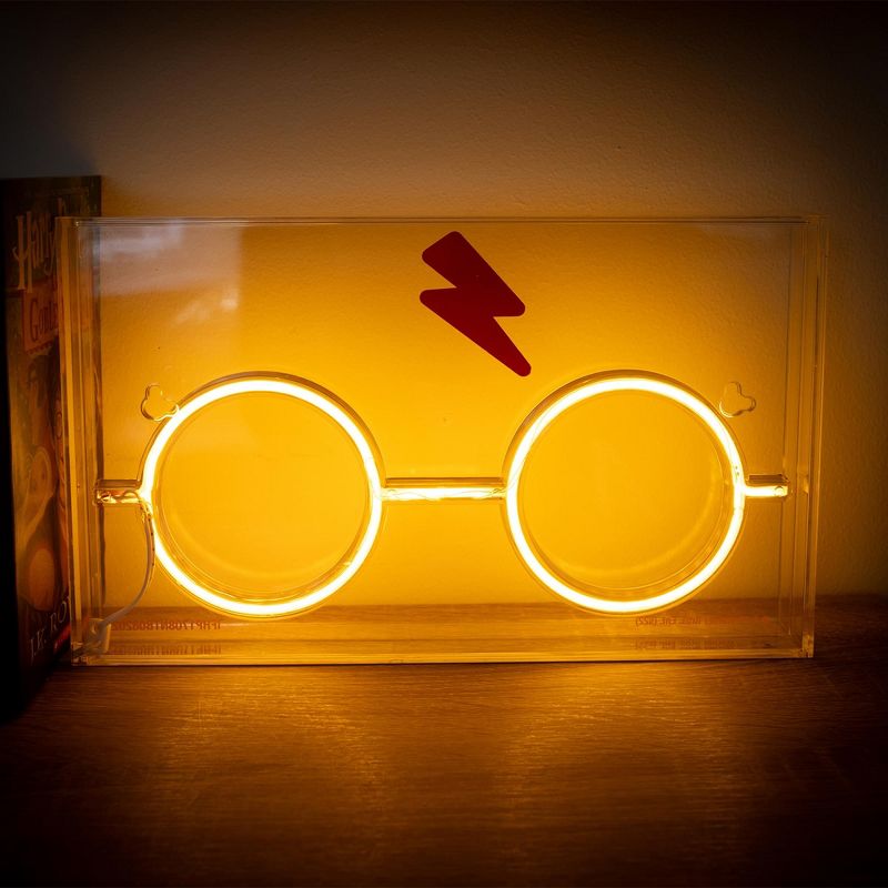 Silver Buffalo Harry Potter Scar And Glasses Neon LED Mood Light | 12 x 7 Inches, 1 of 10