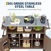 Outdoor Grill Cart with Storage Cabinet, Wood Outdoor Kitchen Island on Wheels, with Stainless Steel Table Top, Spice Rack, Lockable Wheels - 4 of 4