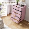 Pink Dresser, Modern 5-Drawer Wooden Chest for Bedroom with Gold Handles, Large Storage Organizer and Double Chest of Drawers - 4 of 4