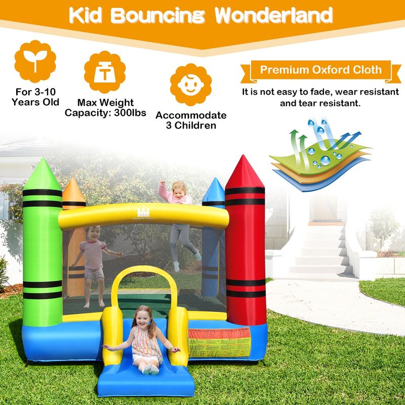 Costway Inflatable Bounce House Kids Jumping Castle w/ Slide Ocean Balls & 480W Blower, 3 of 11