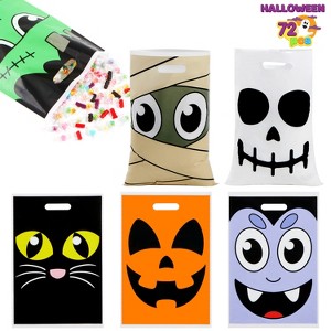 Joyfy Halloween Party Favors 72 Pcs Plastic Halloween Trick or Treat Goodie Bag Kids Candy Bag Snacks Bags for Halloween Gifts Event Classroom Prizes - 1 of 4