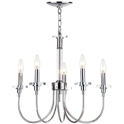 Sharon Chrome and Clear 5-Light Adjustable Chandelier