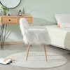 Vynxaria Faux Fur Dining Side Chair Soft Cushioned Seat and Back, Wood-Patterned Metal Legs (Floor Protectors, Easy Assembly) - 2 of 4