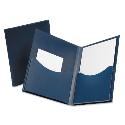 Oxford Poly Double Stuff Gusseted 2-Pocket Folder 200-Sheet Capacity Navy 57455