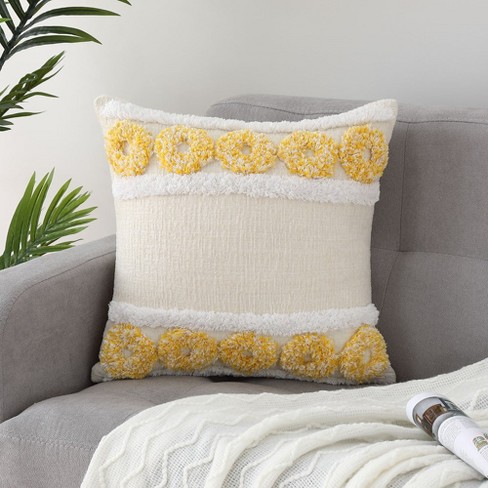 2pk Chenille Square Throw Pillows Yellow - Threshold™