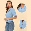 Allegra K Women's Sweet Short Bubble Sleeve Peter Pan Collar Peplum Blouses - 2 of 4