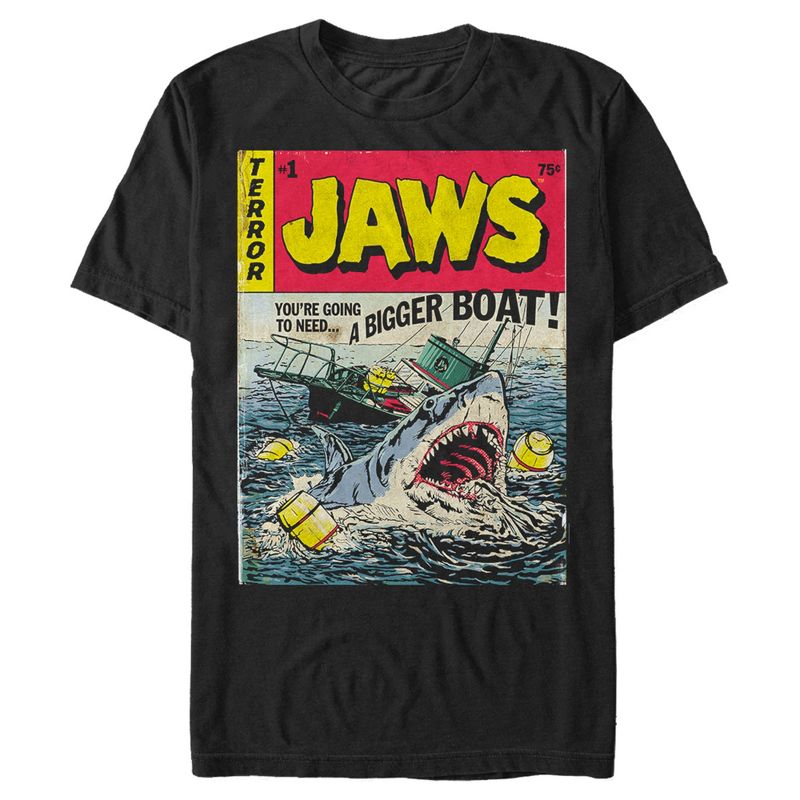 Men's Jaws Retro Comic Book Shark T-Shirt, 1 of 6