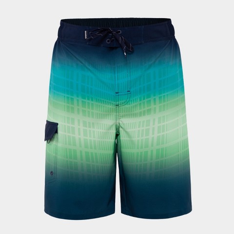 Rokka&Rolla Men's 9" Half Elastic Waist Board Swim Shorts -Green Vapor, size Medium