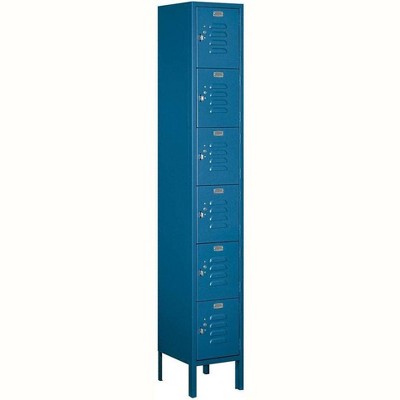 Blue Six-Tier Freestanding Metal Locker, 78" High