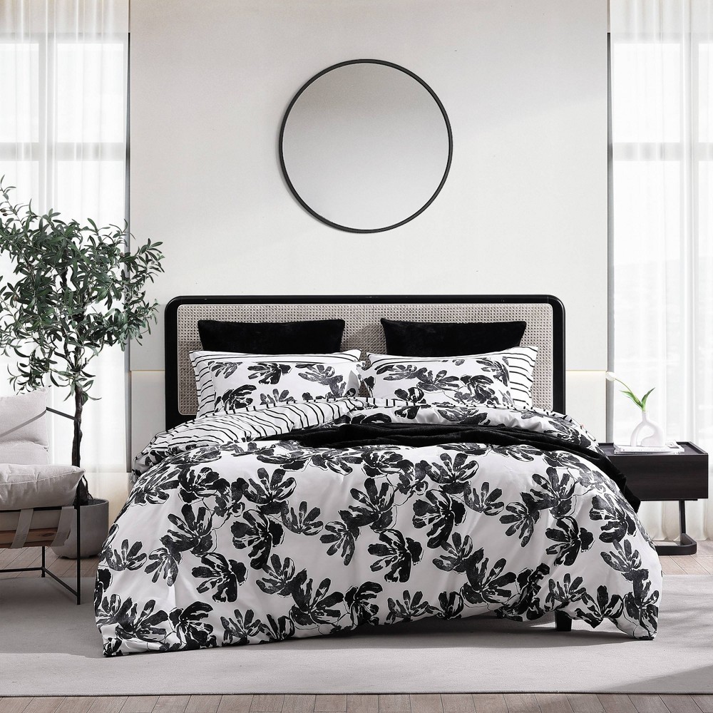 Photos - Bed Linen City Scene 2pc Twin Soho Floral Duvet Set Black