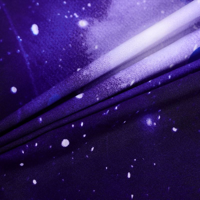 PiccoCasa 100% Polyester Galaxies Purple Duvet Cover Sets Includes 1 Duvet Cover 2 Pillow Shams Queen, 4 of 7