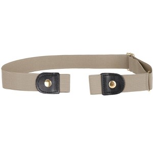 INSPIRE CHIC Women's No Buckle Invisible Elastic Snap Button Belts for Jeans Pants - 1 of 4