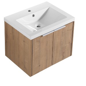 Dexmalle Imitative Oak Bathroom Cabinet With Sink and Float Mounting Design - 1 of 4