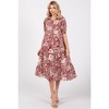 Pinkblush Burgundy Floral Collared Tiered Maternity Midi Dress - 4 of 4
