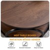 Bekrvio 31.5" 2 Tier Industrial Round Coffee Table, Modern Round Wood Coffee Table with Sturdy Circle Metal Frame for Living Room, Walnut - 3 of 4